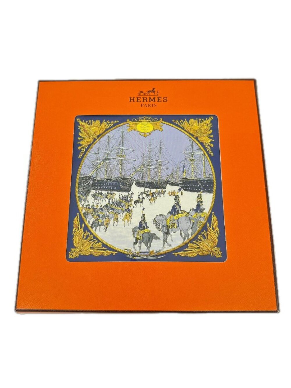 Hermes Scarf Horse Sea and Cavalry Silk 100% Blue